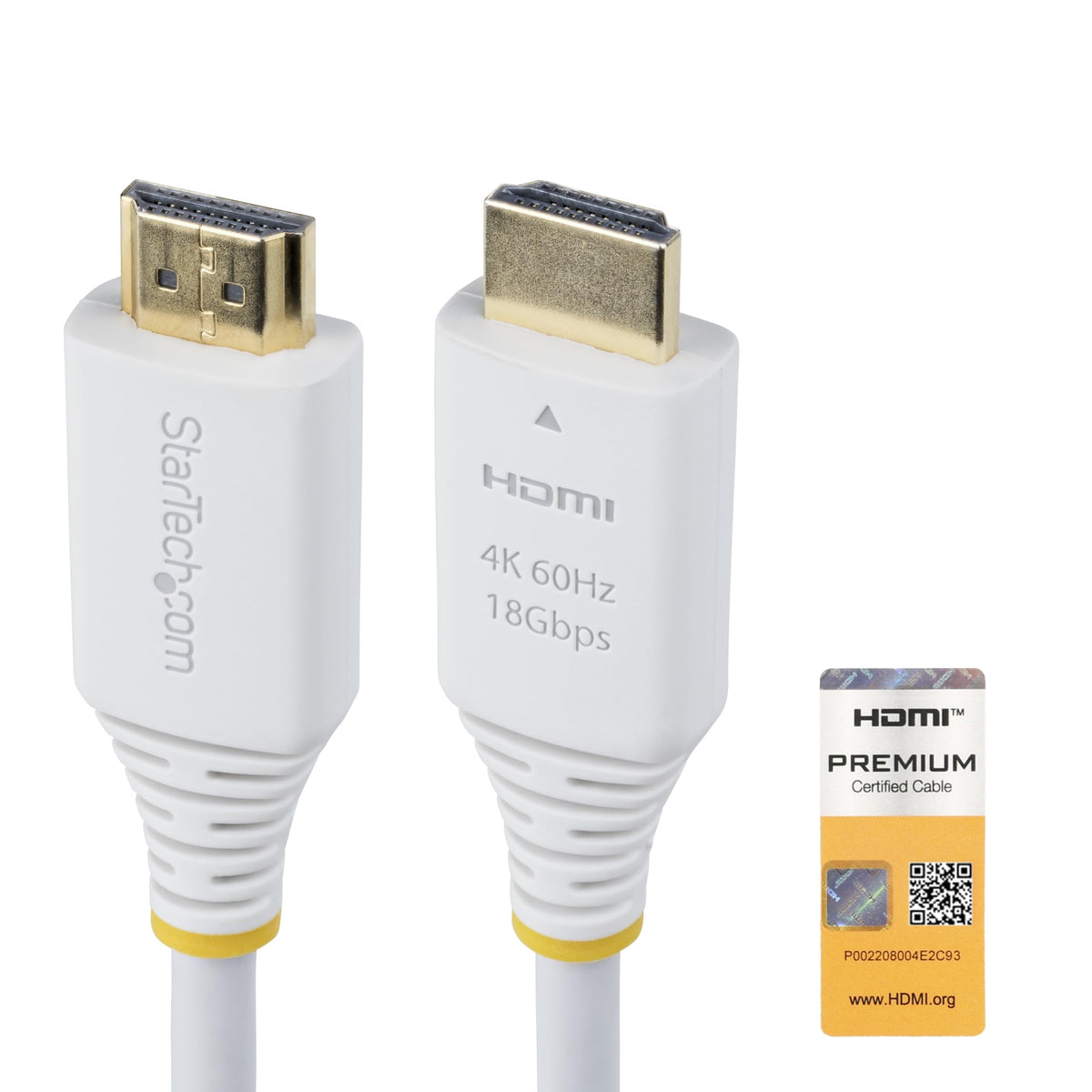 StarTech 6ft High Speed HDMI Cable, 4K 60Hz, 18Gbps, Certified, White