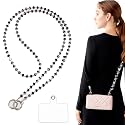 AOPNN High-end crystal lanyard Beaded Cellphone Lanyard Universal Suitable for most mobile phones and bags Keys, ID and Badges (Crystal purple black)