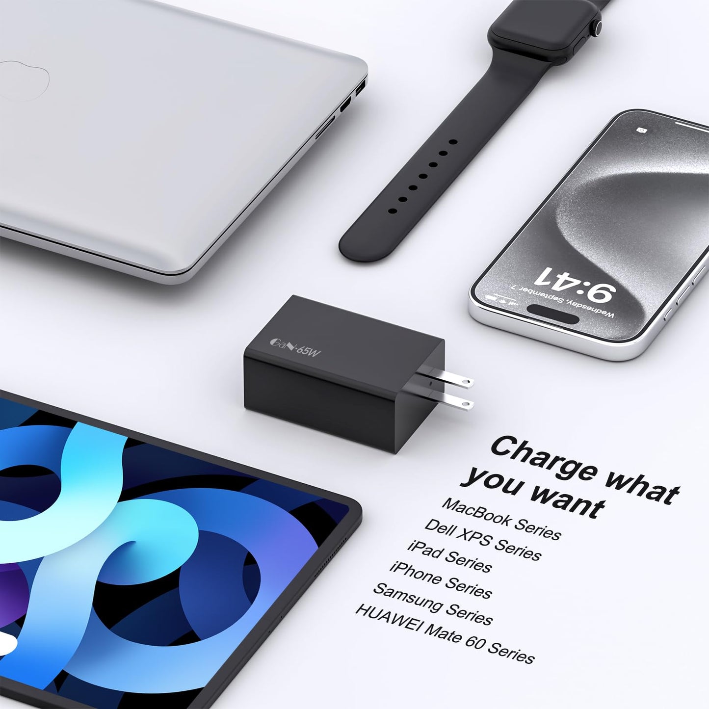 Samsung 65W USB C Charger, 3 Ports GaN Fast Wall Charger Block, Max capacity 65W for MacBook Pro/Air, iPhone 17/17 Plus/17 Pro Max/16 Pro, iPad