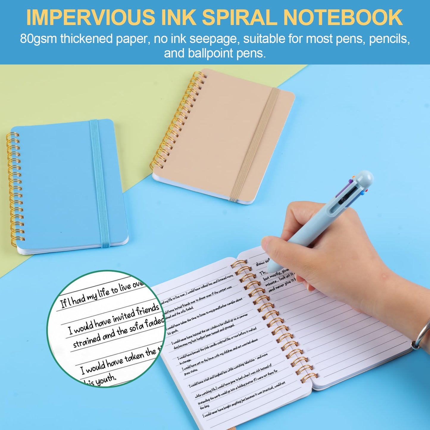 Azureal 6 PCS Small Spiral Notebook 4x6, Notebooks for Note Taking, Scheme Spiral Journal Notebook, Work Notebook Small Notebooks with Strap, Cute