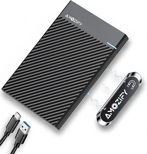 AMOZIFY® Magnetic External SSD Enclosure, Stick-On Laptop 2.5 SATA SSD Case, Tool-Free USB-C 3.1 Gen 2, Hard Drive Enclosure, 6Gbps, UASP for MacBook