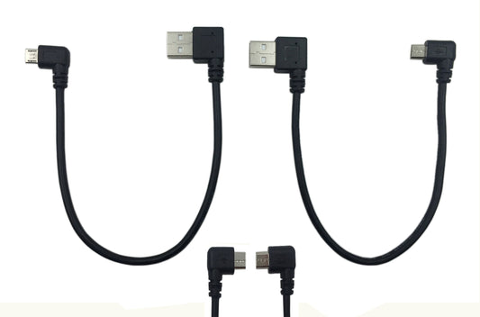 CERRXIAN 9Inch Micro USB Cable Combo Left & Right Angle Micro USB 5 Pin Male to USB 2.0 Type A Right Angle Male Data Sync and Charge Cable
