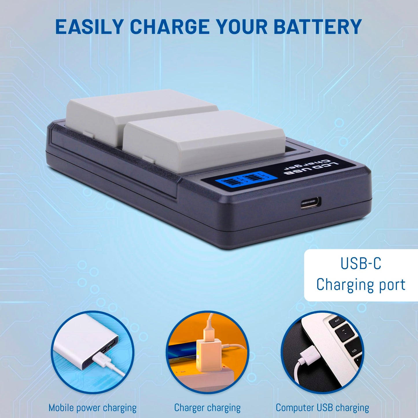 ANCBD 2 Pack LP-E5 Batteries with USB-C Dual Charger Compatible with Canon EOS Rebel XS, Rebel T1i, Rebel XSi, 1000D, 500D, 450D, Kiss X3, Kiss X2