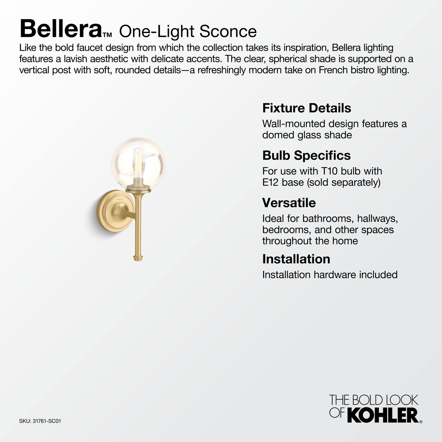 KOHLER Bellera 1-Light Sconce