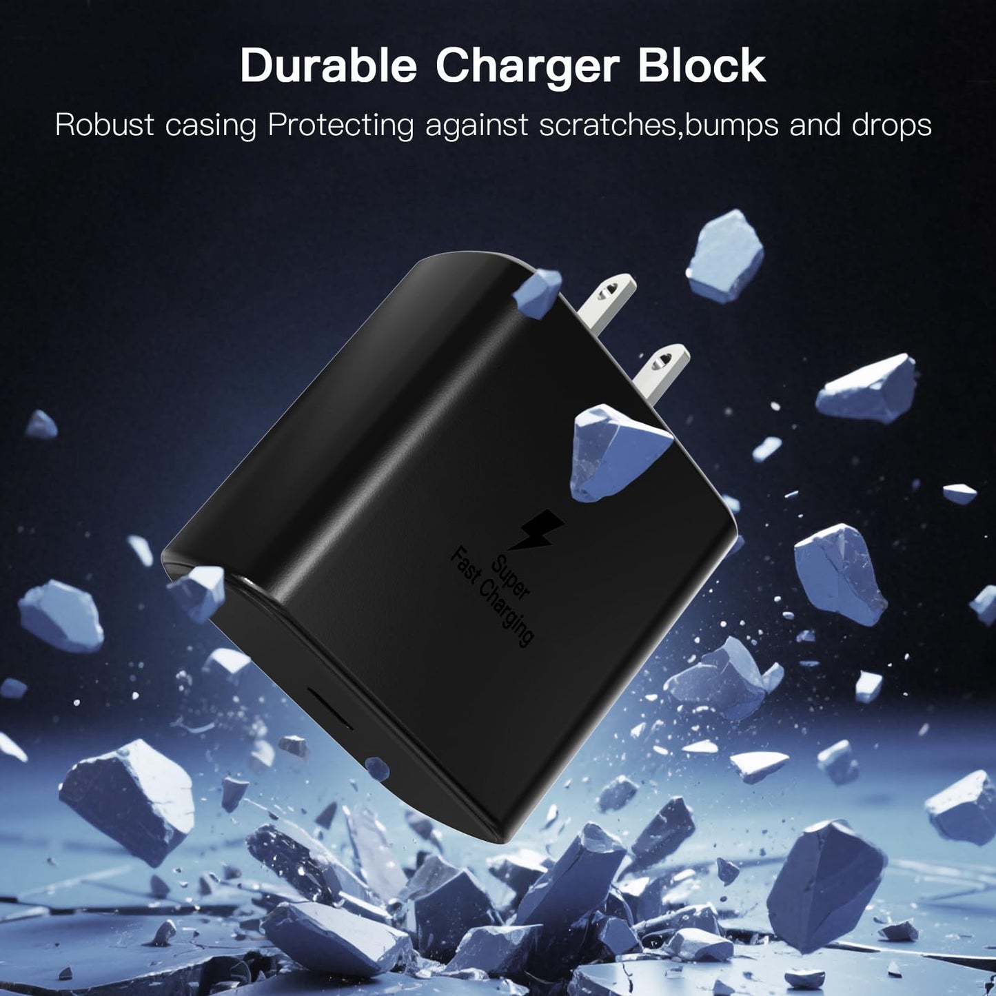 45W Samsung Super Fast Charger Block, 2Pack Type C Fast Charging Block with 3FT USB C Charger Cable(TPE Cable Not Nylon Braided) Compatible