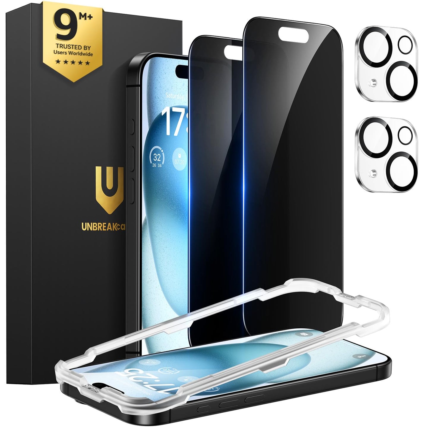 UNBREAKcable Privacy Screen Protector for iPhone 8 (4.7-Inch), 2-Pack + 2 Lens Protectors?25° Anti-Spy?9H Hardness?Anti-Fingerprint?HD Clarity