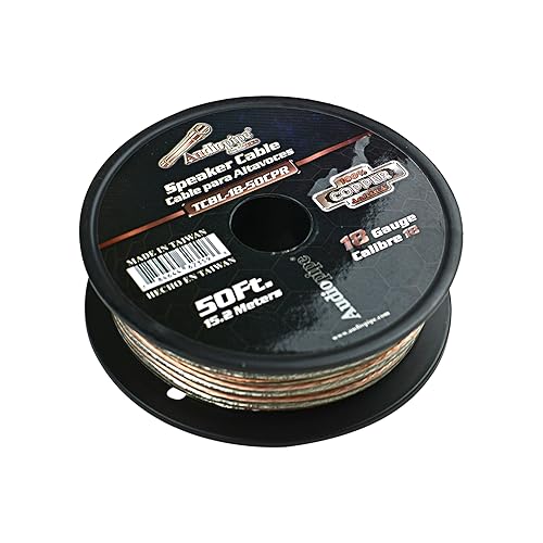 AudioPipe TCBL 100 Percent Copper Series Speaker Wire Roll - Clear PVC Jacket (18 AWG, 50 Feet)