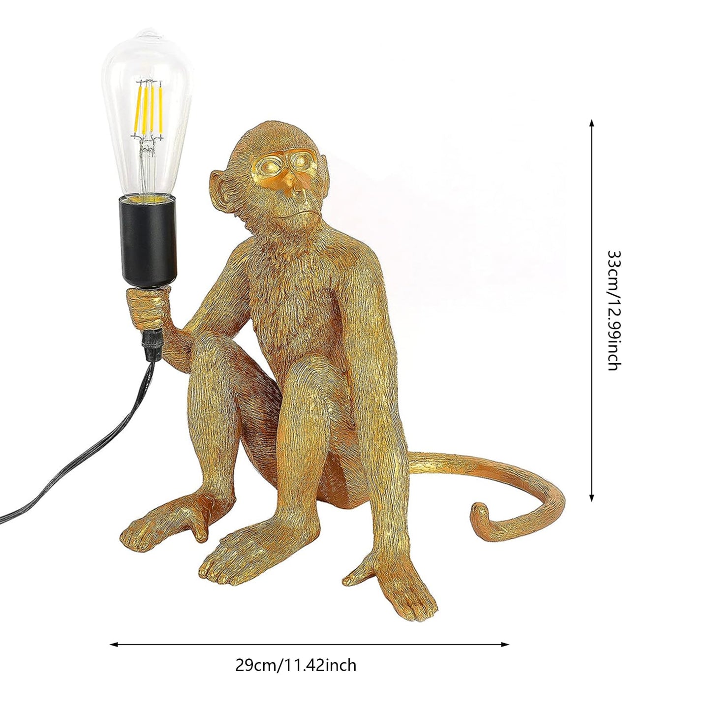 SHATUOA Monkey Wall Lamp, Monkey Shape Wall Light Vintage Retro Table Lamp for Bedroom, Office, Vintage Resin Hemp Rope Wall Light Industrial Retro