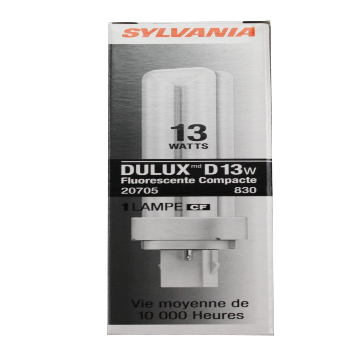 Sylvania 20705 - CF13DD/830/ECO - 13 Watt CFL Light Bulb - Compact Fluorescent - 2 Pin GX23-2 Base - 3000K -