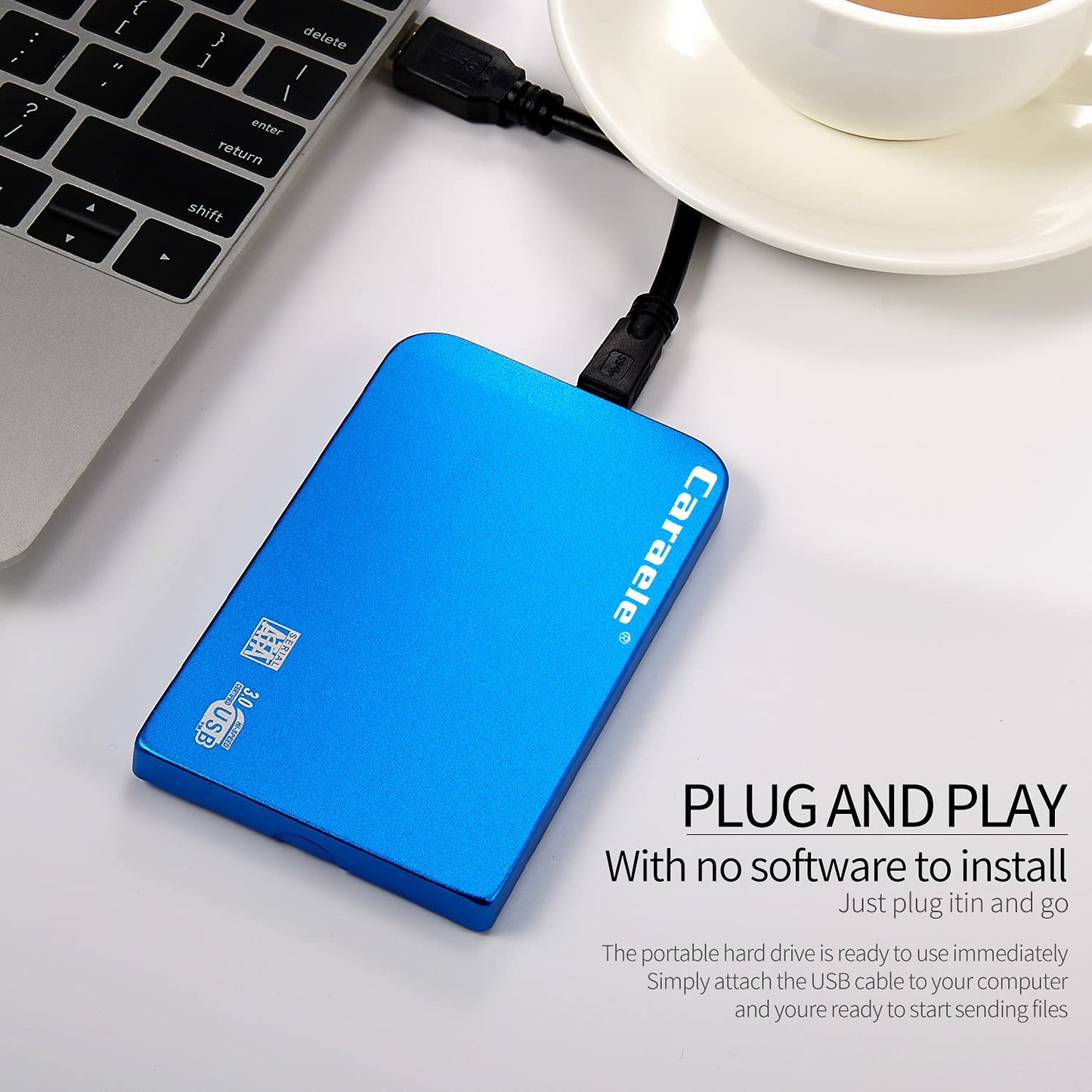 PANGQIE Portable SATA External Hard Drive HDD 500GB 1TB 2TB USB3.0 Ulra-Fast File Transfers for Windows, Mac and Linux (1TB, Blue)
