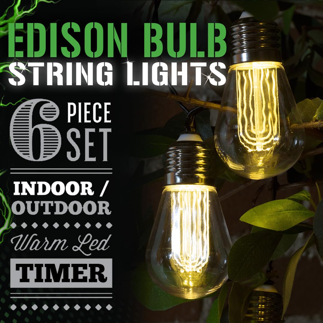 LitezAll® LED Edison Bulb 6 Piece String Lights