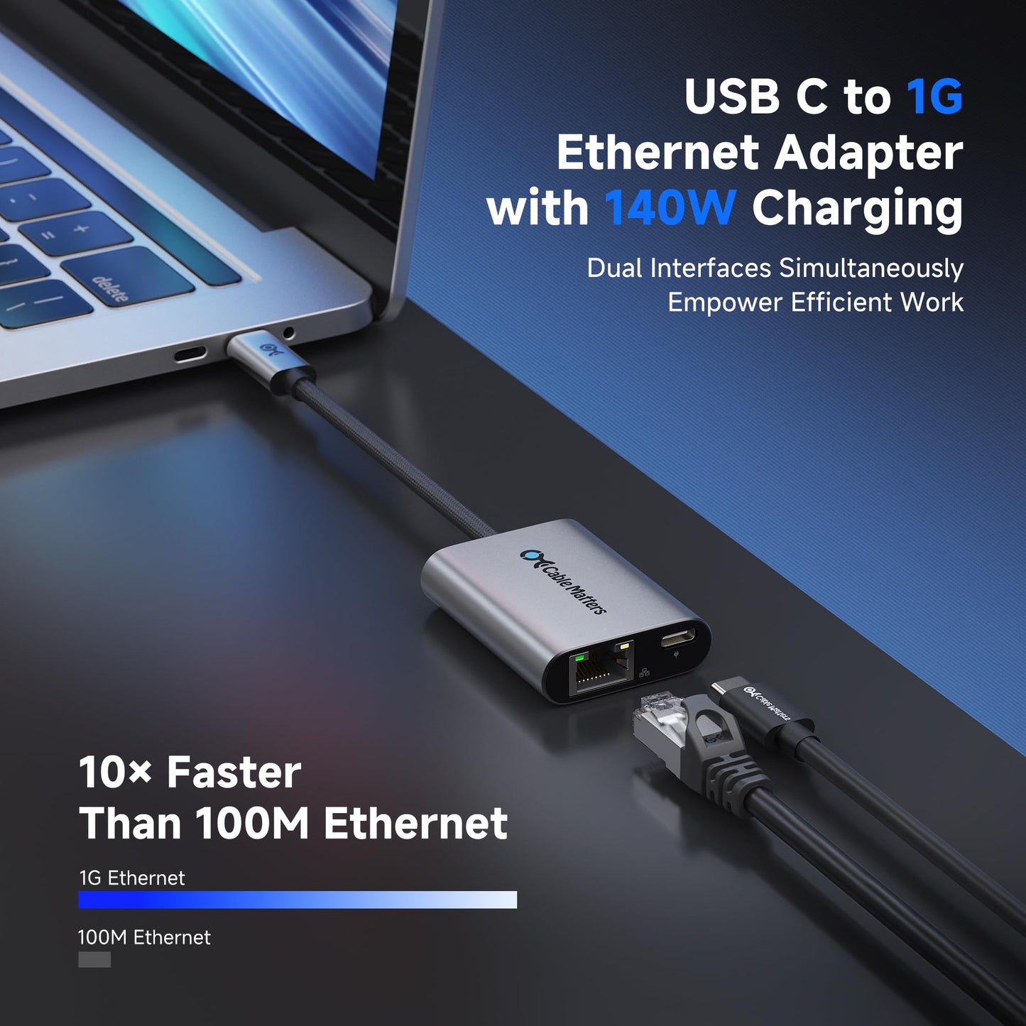 Cable Matters USB C to Ethernet Adapter with Charging, 1 Gigabit Ethernet