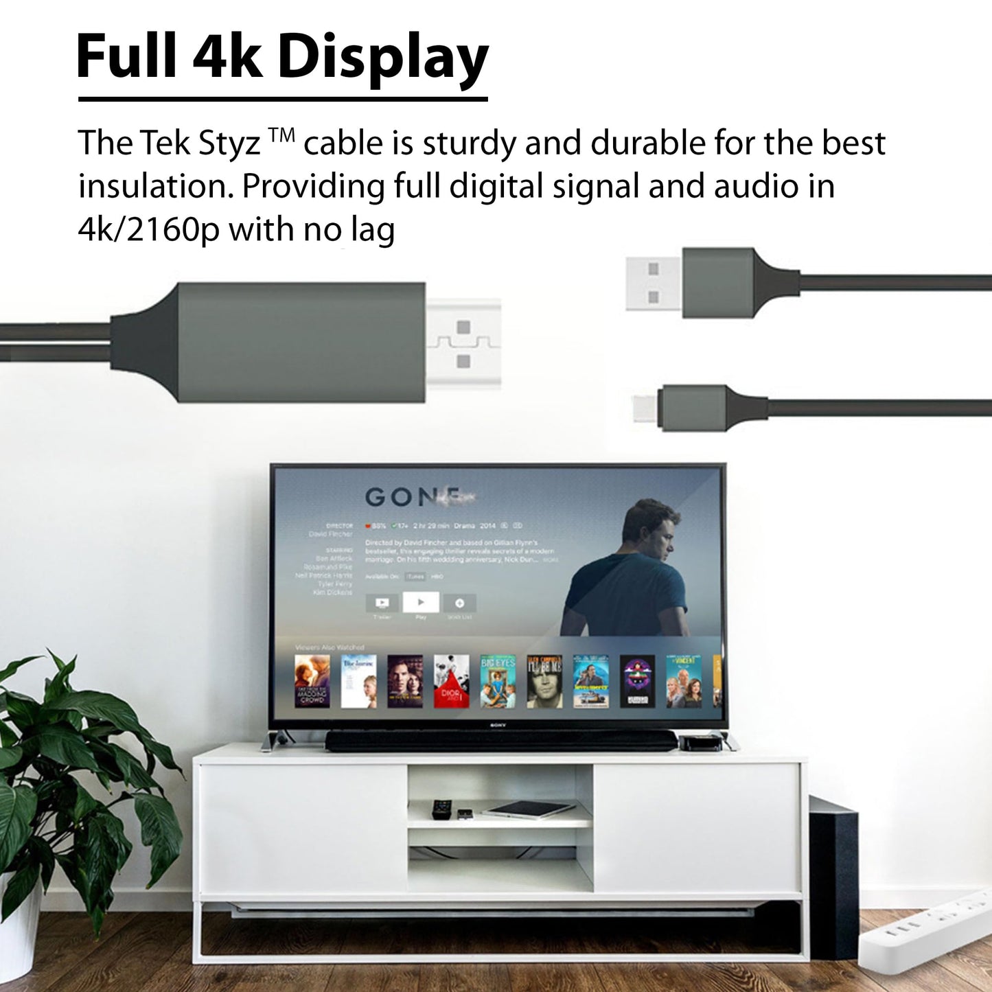Powered USB Type-C 4k HDMI Cable Compatible with Samsung Galaxy A51 5G Plus USB Charging at Max 2160p@60Hz, 6Ft/2M Cable [Gray, Thunderbolt 3]