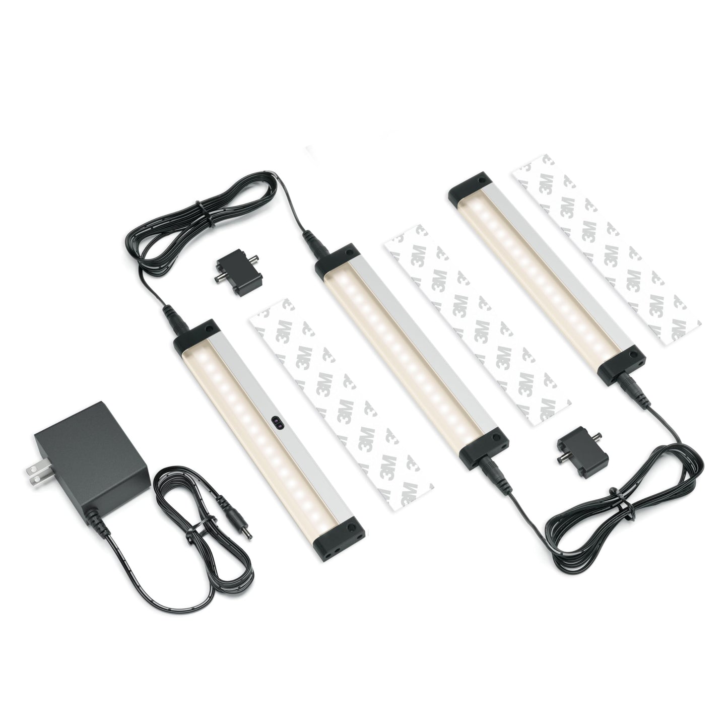 EShine Hand Wave Activated Under Cabinet LED Lighting Kit, Dimmable, 3-Pack 7 in - Touchless Dimming Control, Black Under Counter Lights for Kitchen