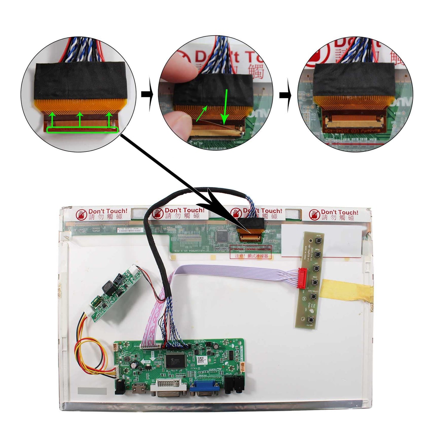 VSDISPLAY VGA DVI Audio LCD Driver Board for 15.4" LTN154BT03 LP154WP2 B154PW04 1440x900 LED 40Pin LCD Panel