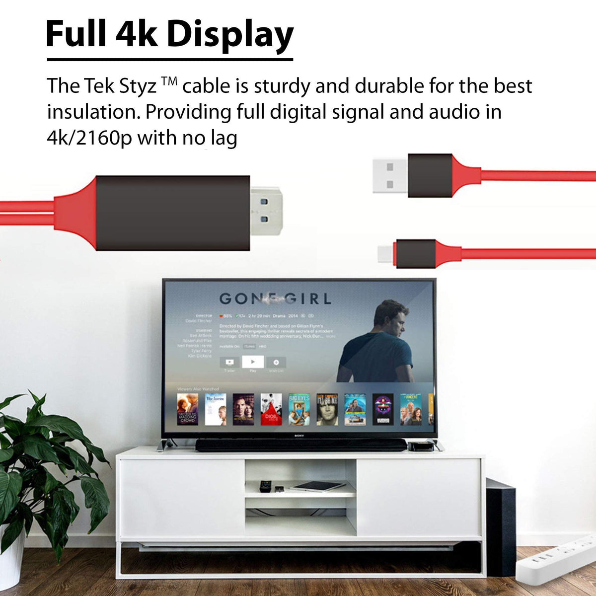 PRO USB-C HDMI Compatible with Sony Xperia 5 II at 4k with Power Port, 6ft Cable at Full 2160p@60Hz, 6Ft/2M Cable [RED/Thunderbolt 3 Compatible]