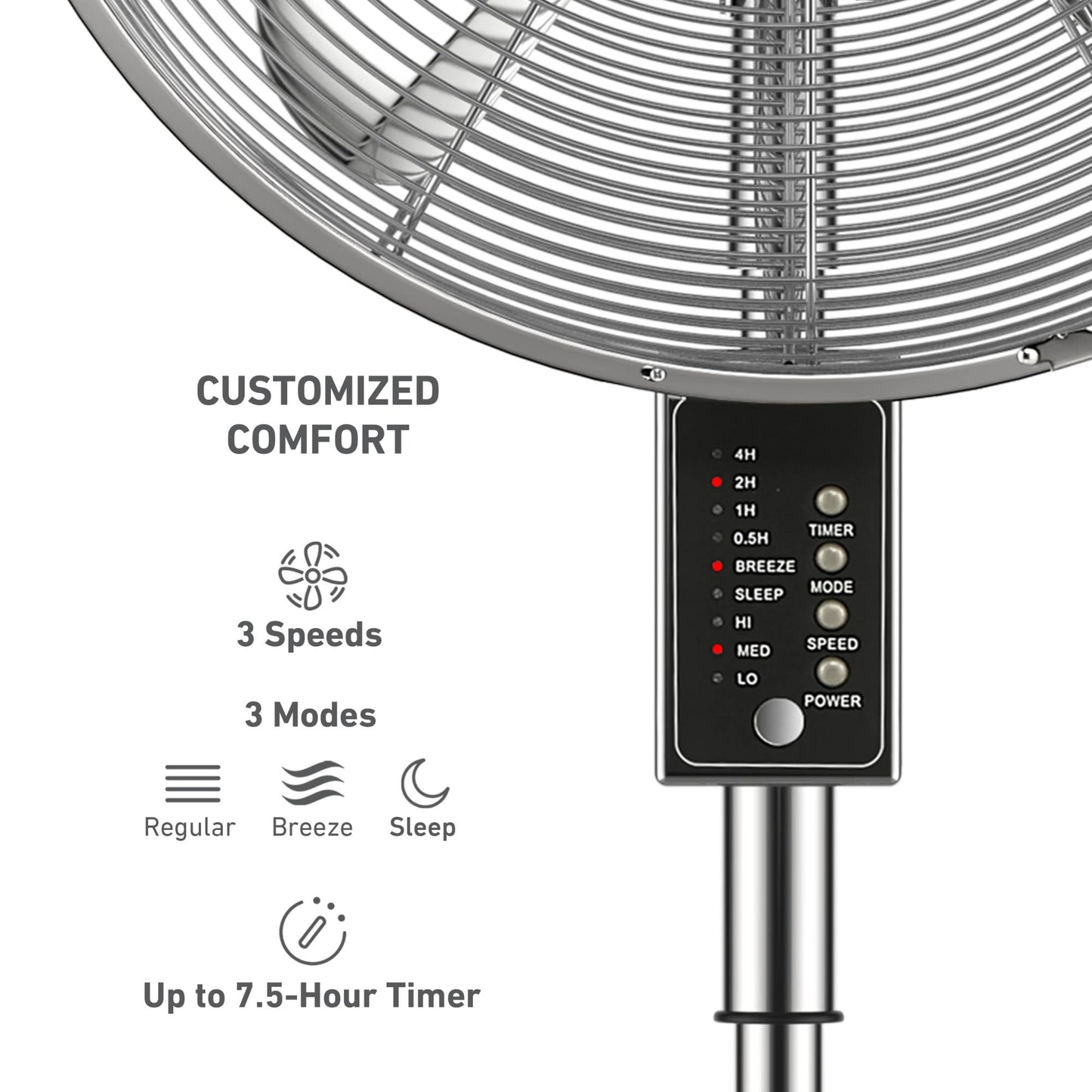 Holmes 16" Digital Metal Stand Fan 3-Speed Oscillation Remote Control
