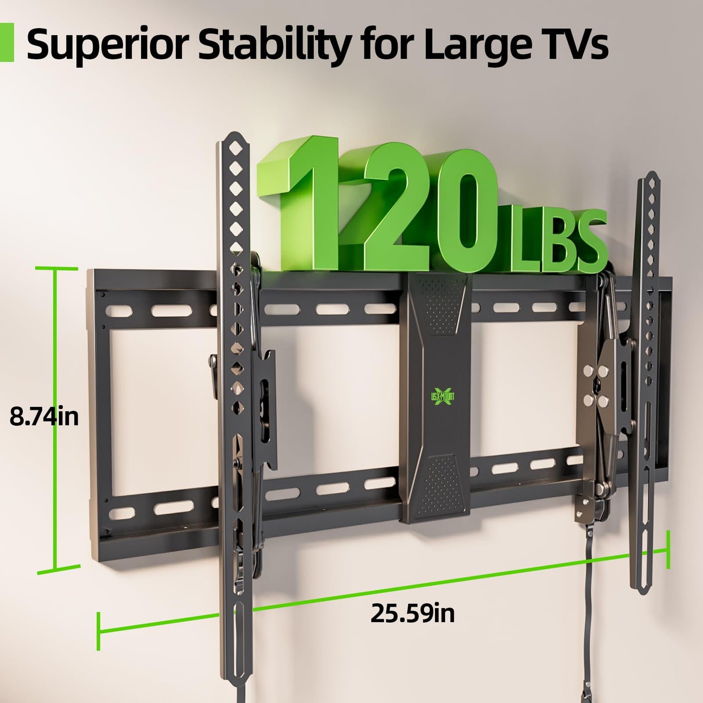 USX Mount Advanced Tilt TV Wall Mount for Most 42-90 inch TVs with 7.18” Arm Extension, Television Mount with Quick Lock Design, Wall Mount Bracket Up