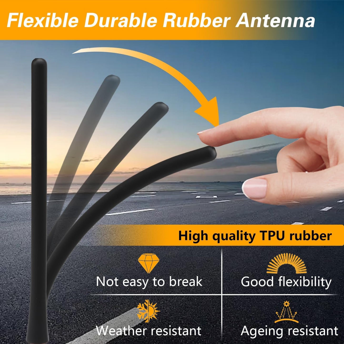 LQYLMY Short Rubber Antenna Compatible with Ram 1500 Dodge Jeep, 7" Car Wash Proof Flexible Rubber Aerial Antenna, Pickup Truck Radio Antenna Mast