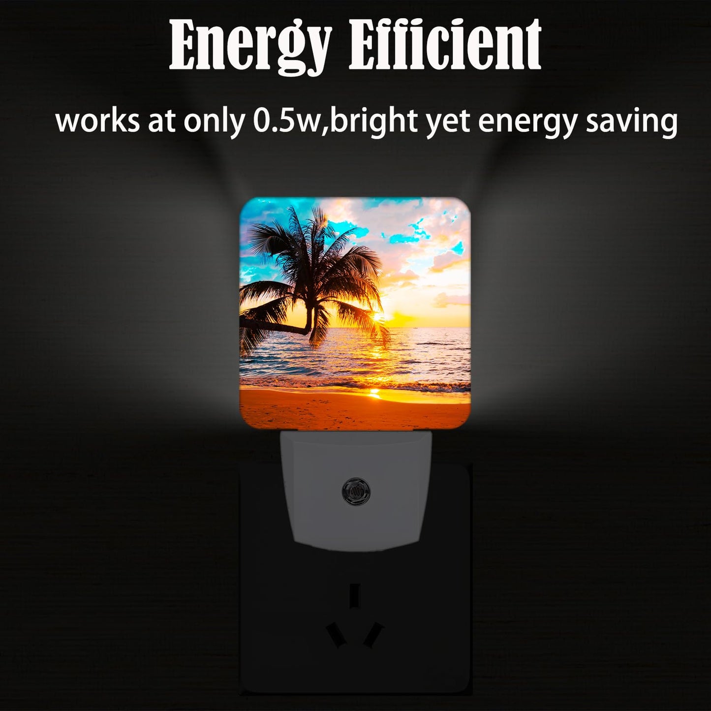 FSHVQKD Summer Sunshine Beach Night Light,Plug Into Wall Decor for Stairway,Hallway,Kitchen,Dusk to Dawn Sensor Nightlights for Boys/Girls/Women/Men