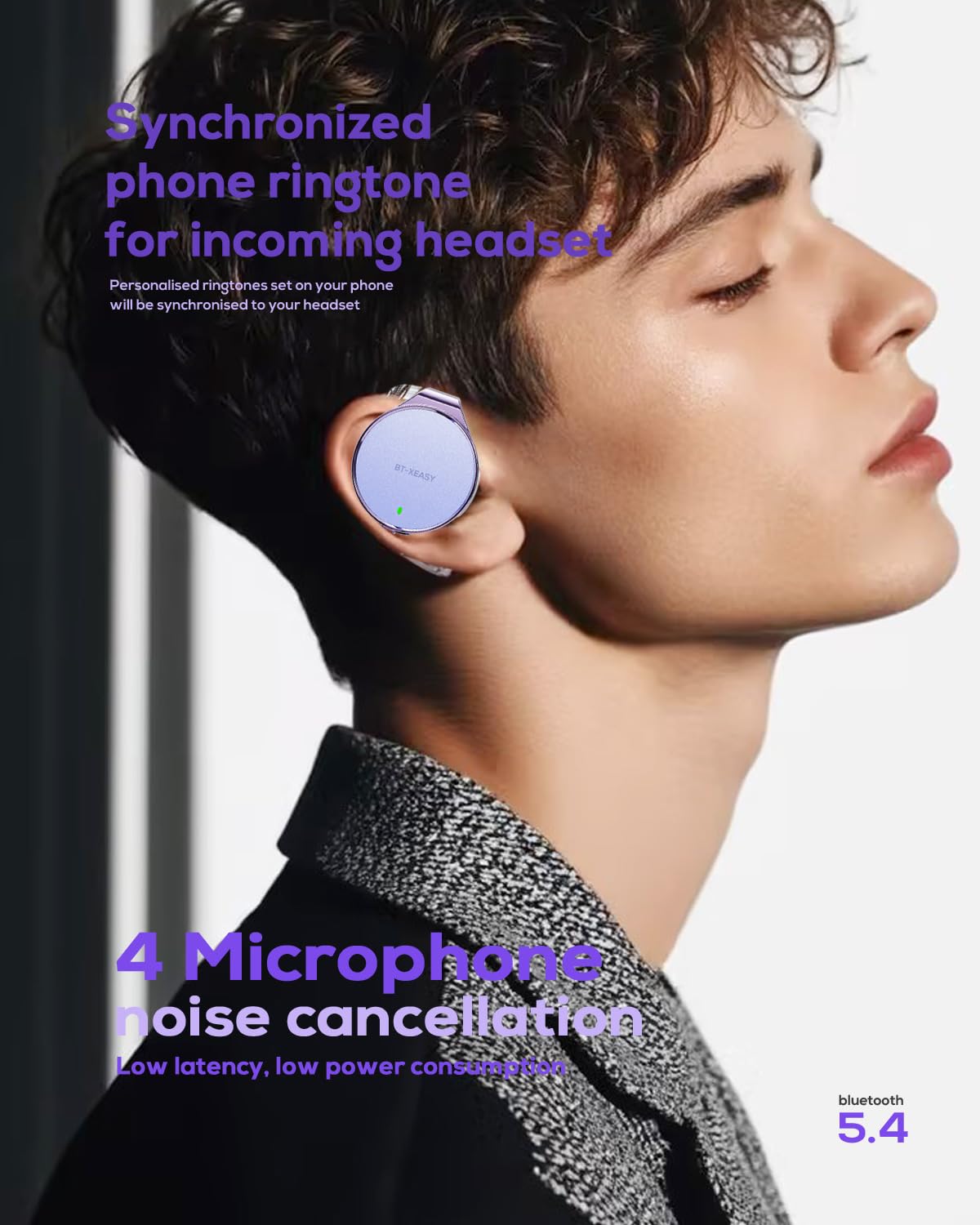 Micool Open Ear Headphones Bluetooth 5.4, Sport On Ear Headphones Wireless, Water-Drop Shaped Noise Cancelling Clip On Headset Bluetooth with Long…