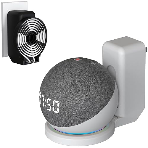 BEWZI Echo Dot Wall Mount Bracket with Cable Storage - Compatible with Echo Dot 5th/4th Gen (White)