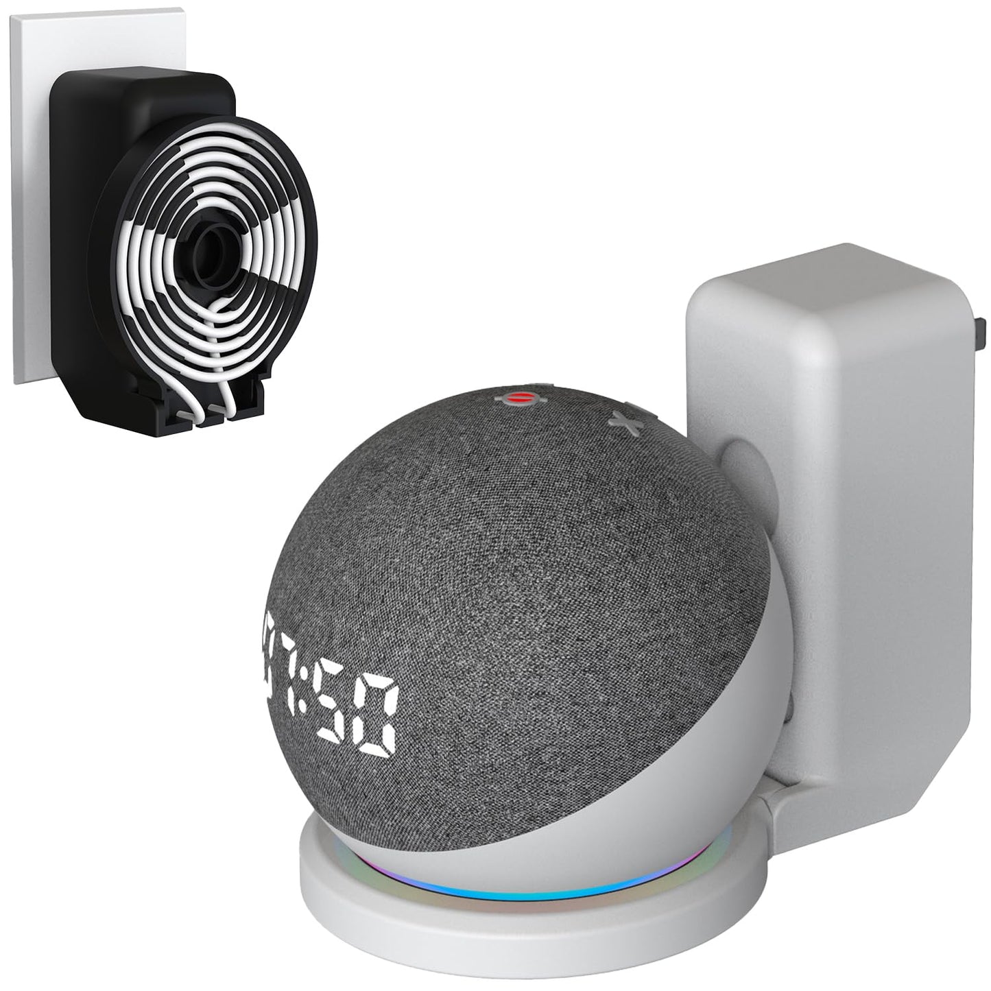 BEWZI Echo Dot Wall Mount Bracket with Cable Storage - Compatible with Echo Dot 5th/4th Gen (White)