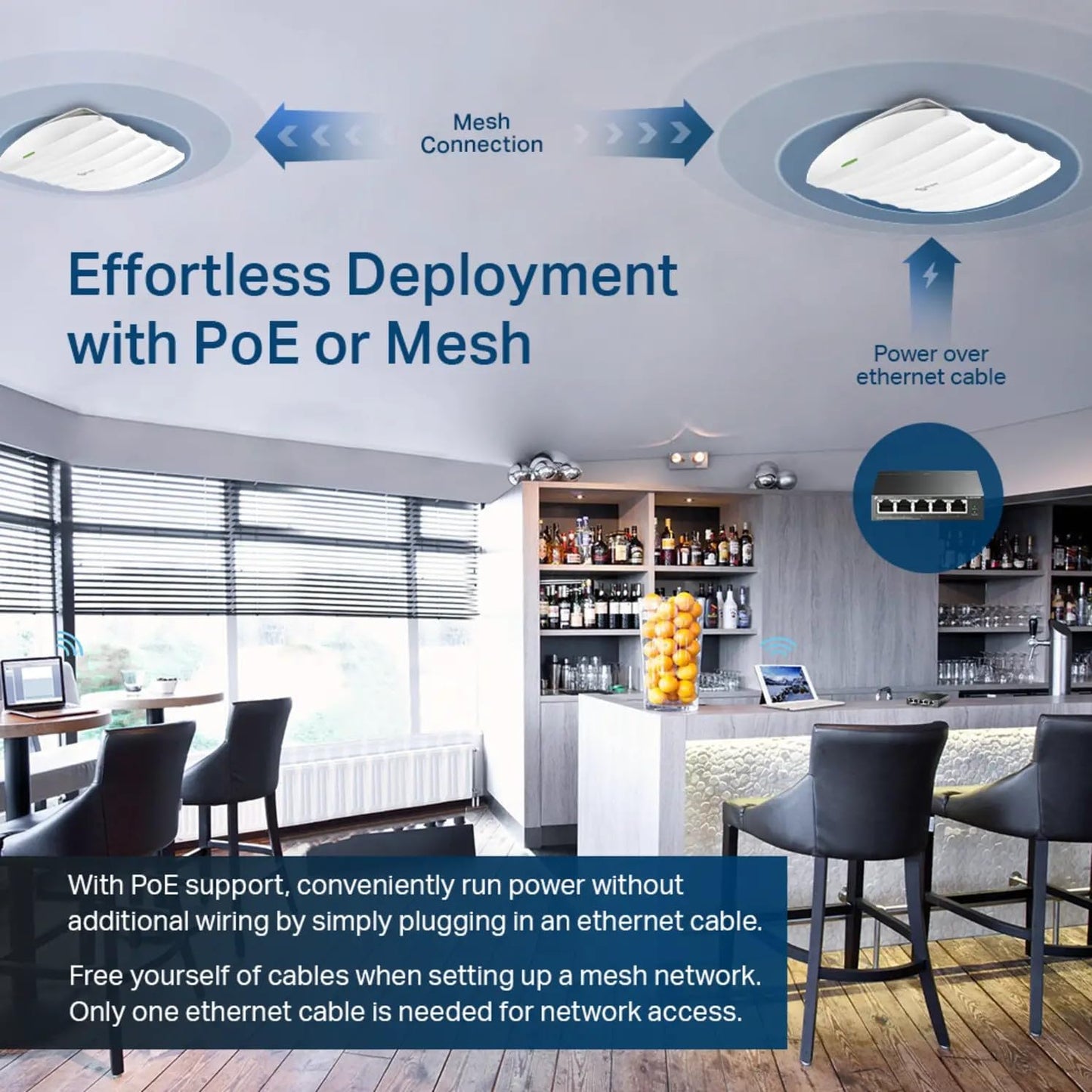 TP-Link EAP225 Omada AC1350 Gigabit Wireless Access Point Business WiFi Solution w/Mesh Support, Seamless Roaming & MU-MIMO PoE Powered SDN Integrated