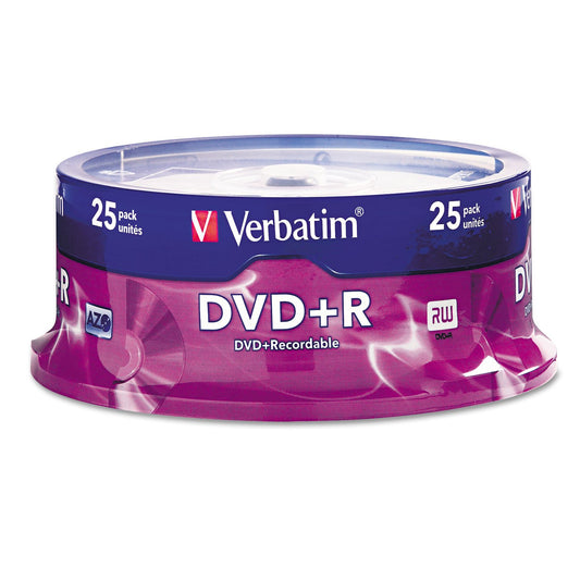 Verbatim DVD+R 4.7GB 16X Recordable Discs with AZO Dye, 25 Pack