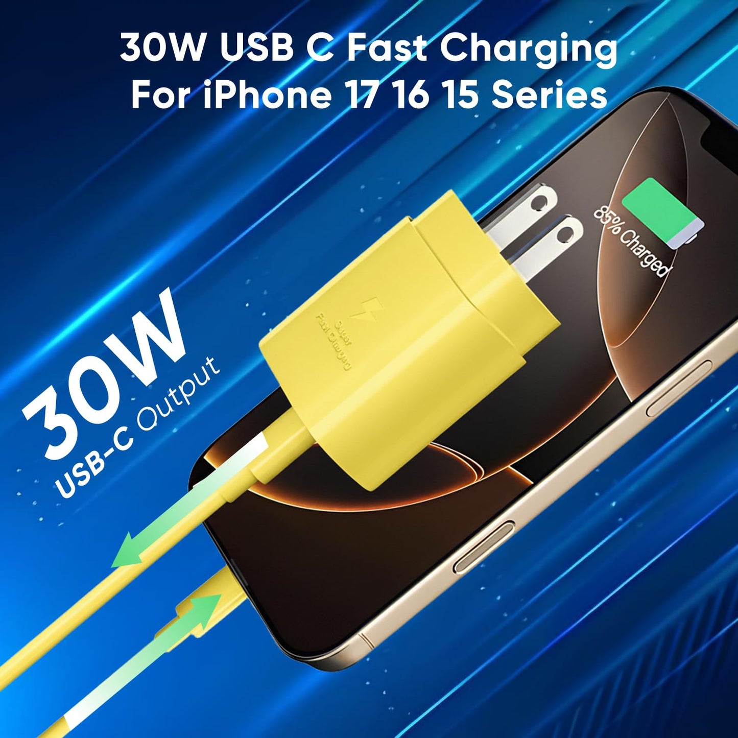 iPhone 16 15 Charger Fast Charging, 30W USB C Charger Block 10FT Cable for iPhone 15 16 Plus Pro Max/iPad Pro/AirPods, PD USBC Power Adapter Wall Plug