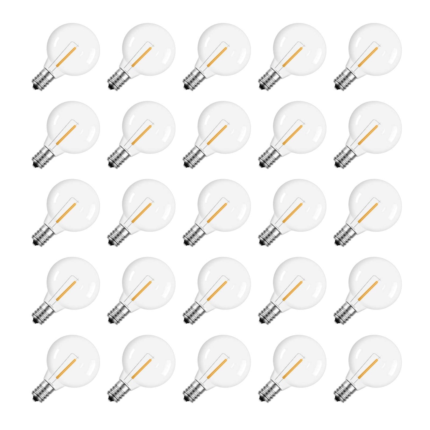 Meconard G40 1.57 Inch Led Replacement Light Bulbs, E12 Screw Base Shatterproof LED Small Globe Light Bulbs for Outdoor String Lights, 1Watt Equvalent