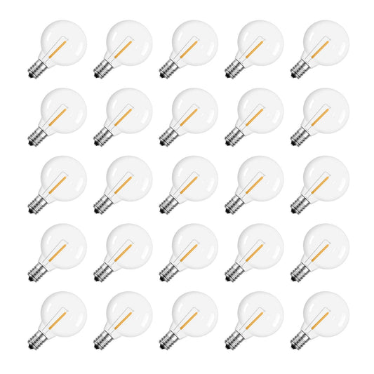Meconard G40 1.57 Inch Led Replacement Light Bulbs, E12 Screw Base Shatterproof LED Small Globe Light Bulbs for Outdoor String Lights, 1Watt Equvalent