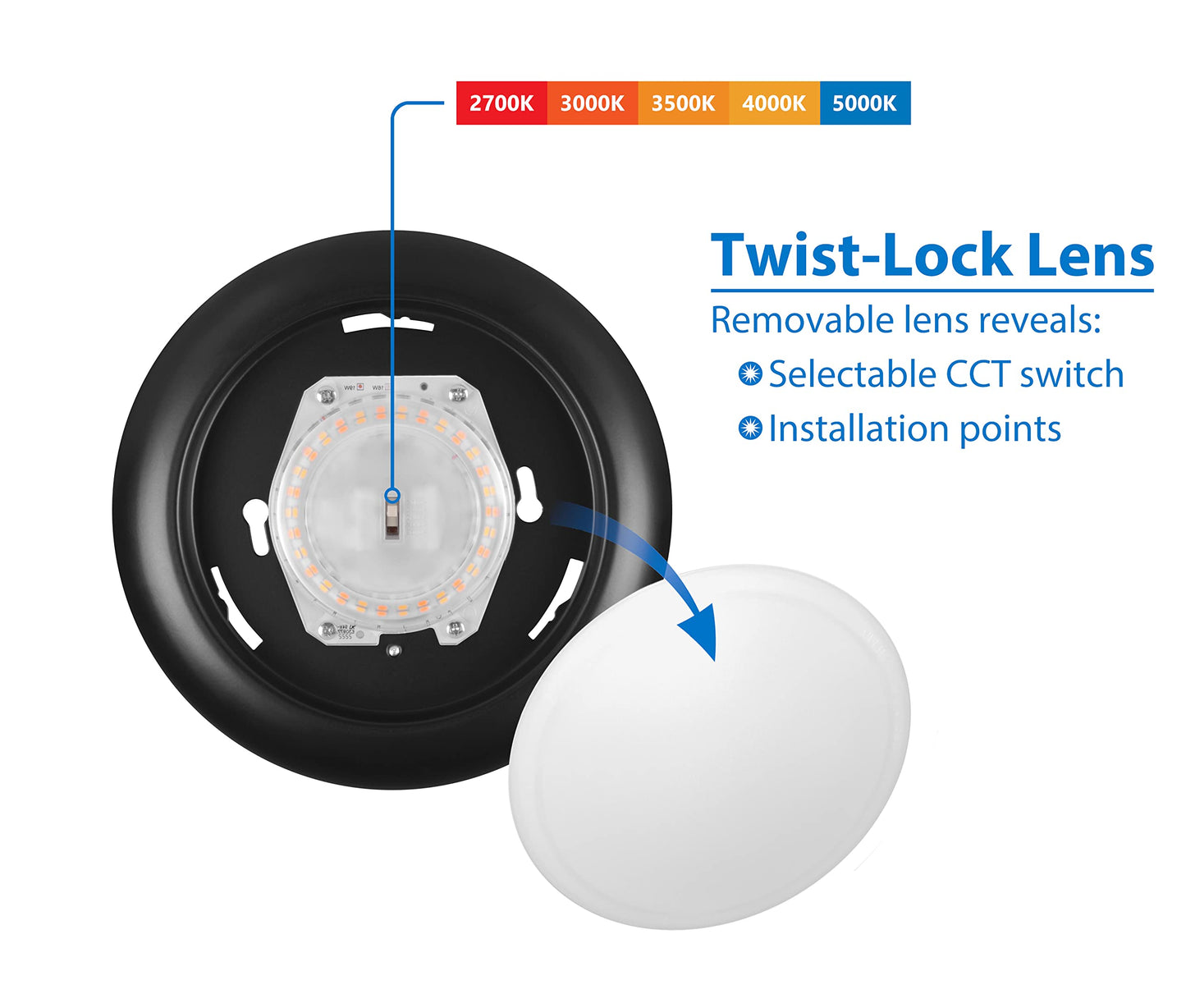 NICOR Lighting RSD Selectable 5/6 in. Black Surface Mount LED Downlight (RSD561120SBK)