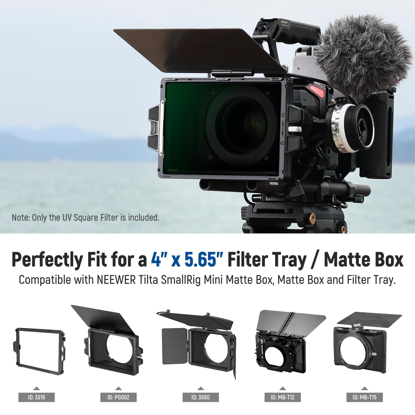 NEEWER 4"x5.65" Square UV Filter,Multi Coated Cinema Protective Filter Compatible with Tilta Compatible with SmallRig and Other Matte Box, 4mm Thick
