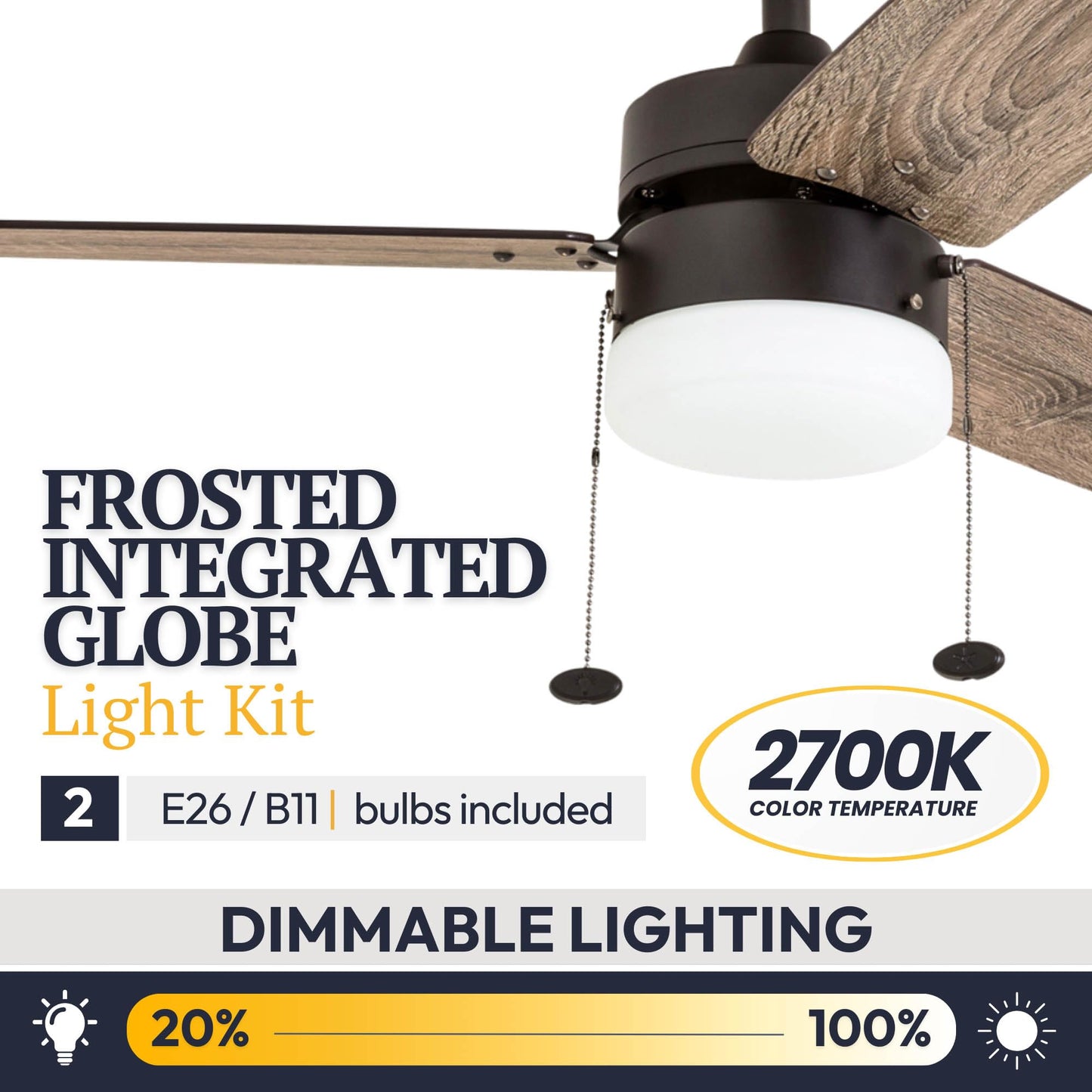 Prominence Home 42" Reston Ceiling Fan w/Light, Chain & 3 Blades, Bronze