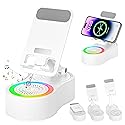 Cell Phone Stand with Bluetooth Speaker - Wireless Bluetooth Speaker with 360° Rotatable Phone Holder, Multifunctional Adjustable Stand with Charging