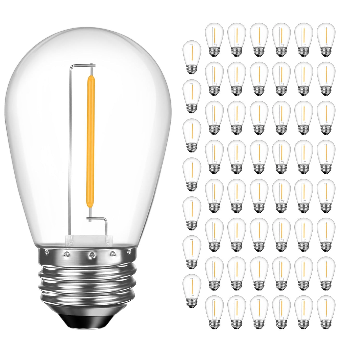 GvvooHome Outdoor String Light Bulbs S14, Waterproof & Shatterproof 1W LED Replacement Light Bulbs for Outdoor Patio, Backyard, Garden, Soft White