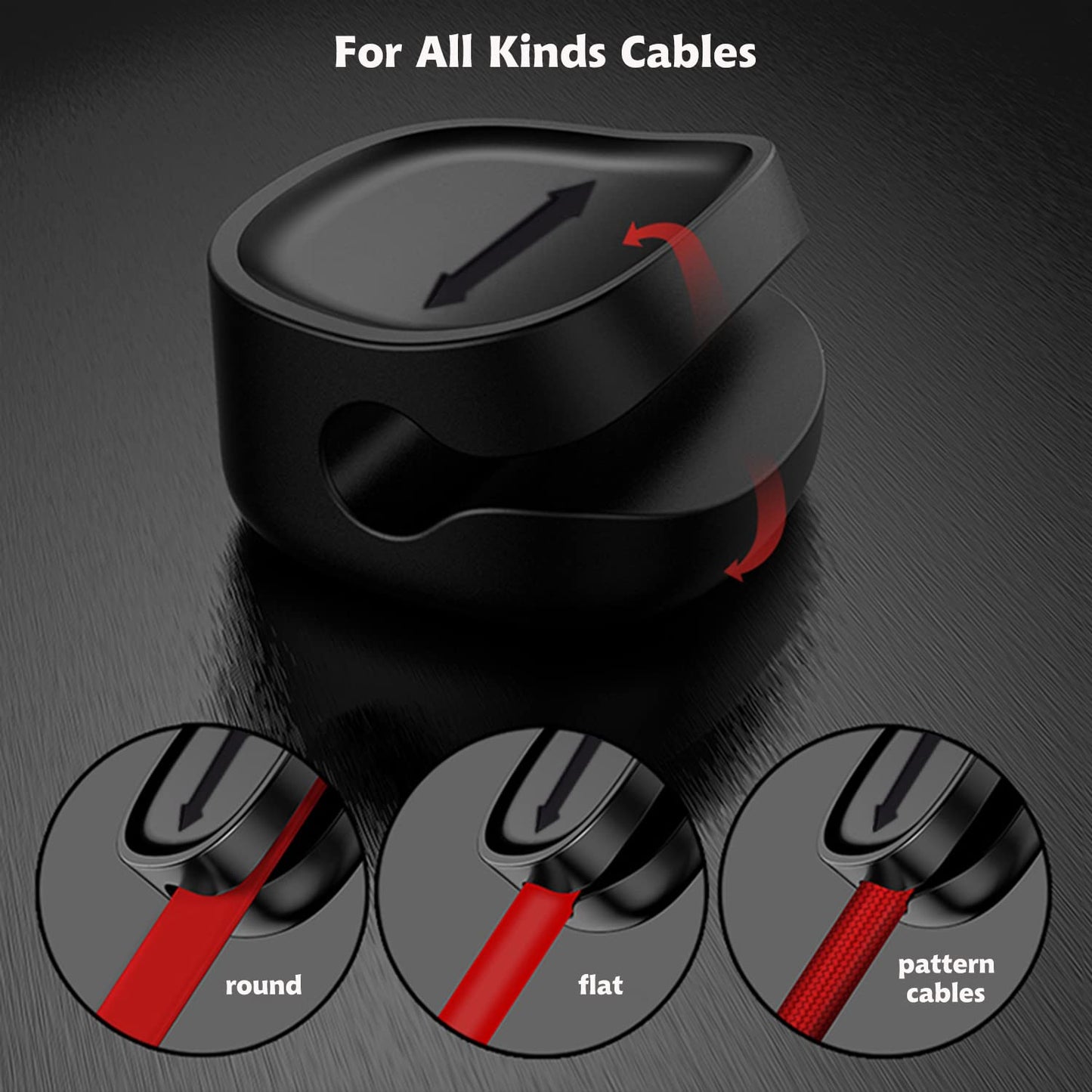 OYE 4 Pieces Magnetic Cable Holder Clips, Cable Clips Management Cord Organizer for Max.5mm Wires Desk Top Wall Cord USB Cable Power Wire Mose Cable