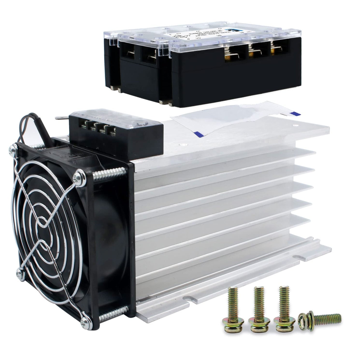 LCLCTC SSR Heat Sink with 120v Fan for Three 3 Phase Solid State Relay 10-100A;Radiator;Heatsink;Suitable for 40A 60A; Aluminum etc. (Heat Sink)