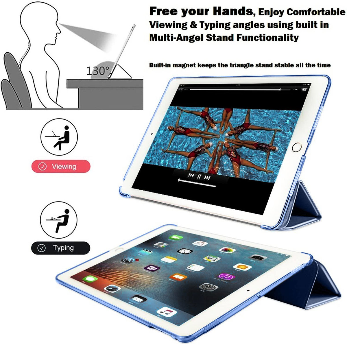 DuraSafe Cases for iPad Air 2 2014 9.7 Inch [ Air 2nd Gen ] A1567 A1566 MGLW2LL/A MGL12LL/A MH0W2LL/A MGKM2LL/A UltraSlim Smart Cover with Translucent