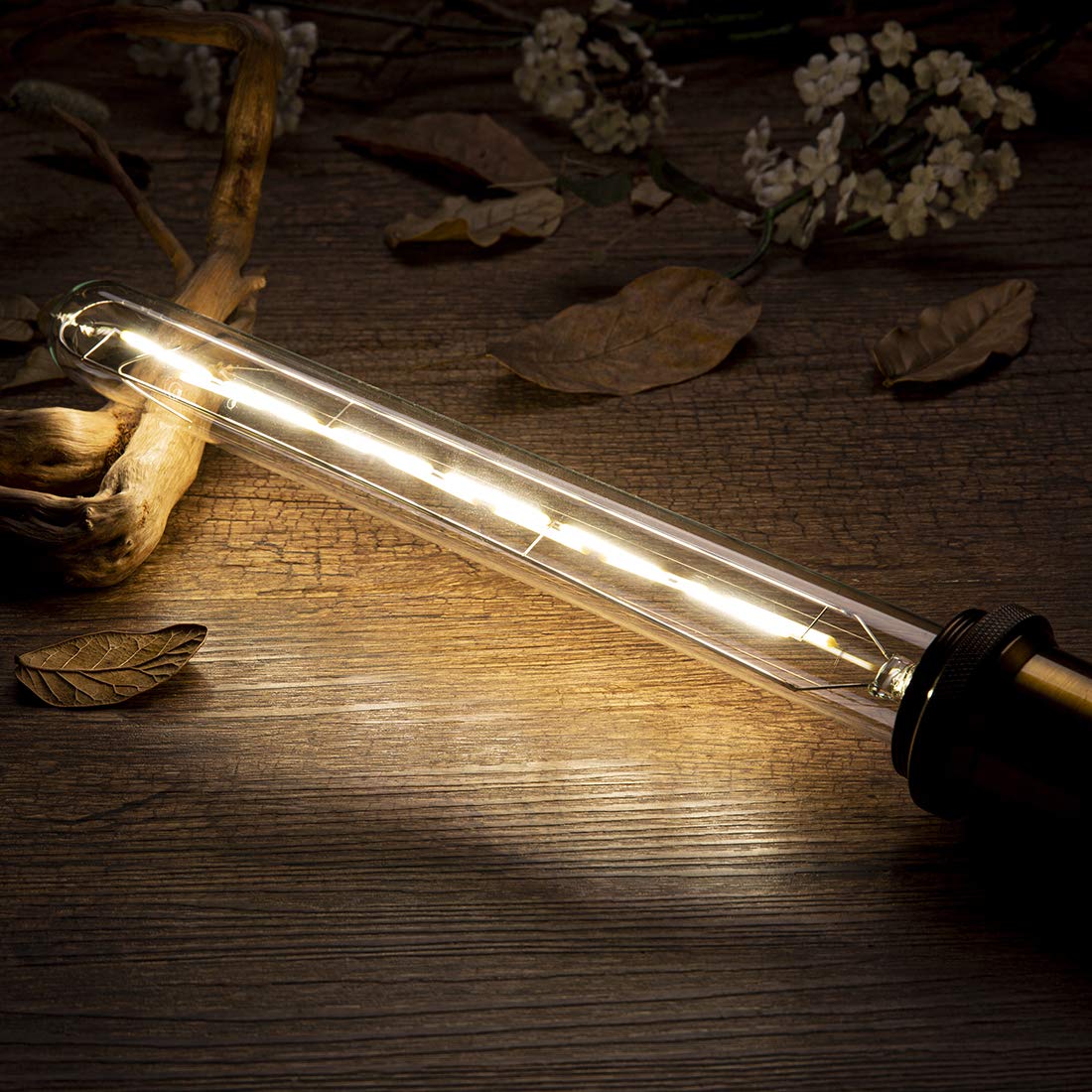 VCTC Lighting T300 6W Dimmable Led Edison Light Bulb T10(T30) Long Tubular Antique LED Filament Light,60 Watt Equivalent,4000K Daylight White,E26