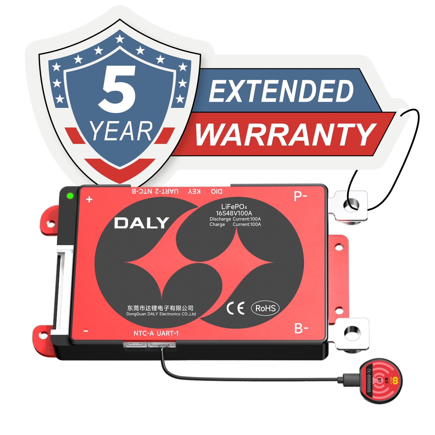 DALY BMS 48V 16S 100A LiFePO4 - Smart Bluetooth Battery Protection Board for 48 Volt Lithium Battery Pack Golf Carts Electric Outboard Motors Solar…