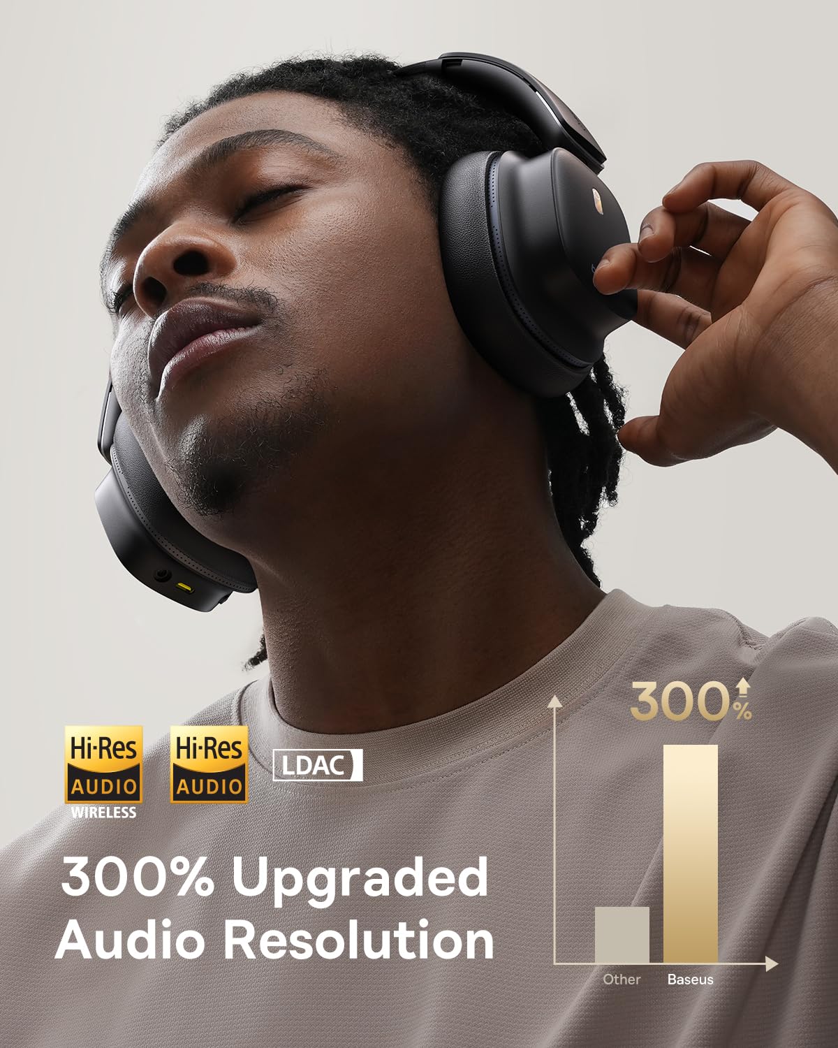 Baseus Bowie 30 Max Active Noise Cancelling Headphones, Head Tracking Spatial Audio, LDAC Hi-Res Wireless Sound, 65H Playtime, Comfort Fit, Clear…