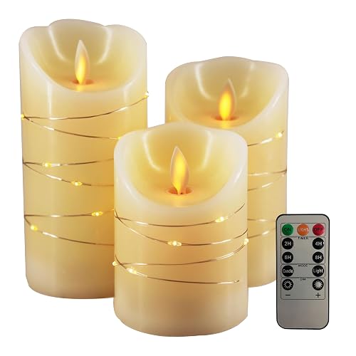 simpdecor LED Flickering Flameless Candles with Remote - Battery Operated Fairy Lights for Bedroom Decor Aesthetic, Fall Home Decor, Fireplace