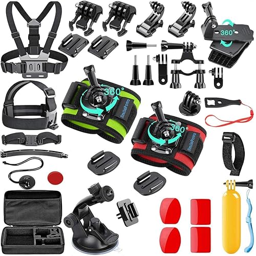 SmilePowo 51-in-1 Action Camera Accessories Kit for GoPro Hero 11 10 9 8 Max 7 6 5 4 3 3+ 2 1 Black GoPro 2018 Session Fusion Silver White Insta360