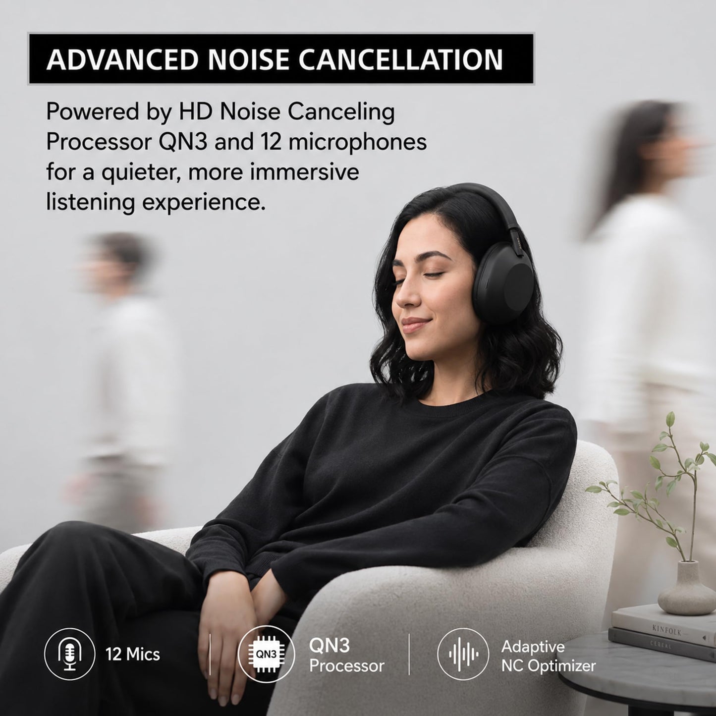 Sony WH1000XM6/B Best Wireless Noise Canceling Headphones, Black Bundle with Deco Essentials Headphones Ear Pads Replacement Headset Ear Cushions
