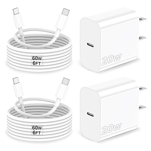 iPhone 17 Charger, 2Pack 20W Type C Charger Fast Charging Block with USB C Charger Cable 6FT for iPhone17/ 17 air/ 17 Pro/ 17 Pro Max, iPhone 16 Pro