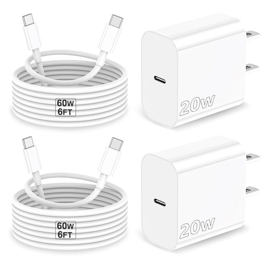 iPhone 17 Charger, 2Pack 20W Type C Charger Fast Charging Block with USB C Charger Cable 6FT for iPhone17/ 17 air/ 17 Pro/ 17 Pro Max, iPhone 16 Pro
