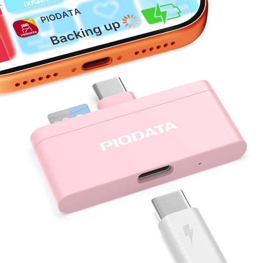 Piodata Micro SD Card Reader for iPhone 17/16/15, iPad, Android, Mac, PC, Laptop, USB C Memory Card Reader Adapter, Auto Photo Backup While Charging