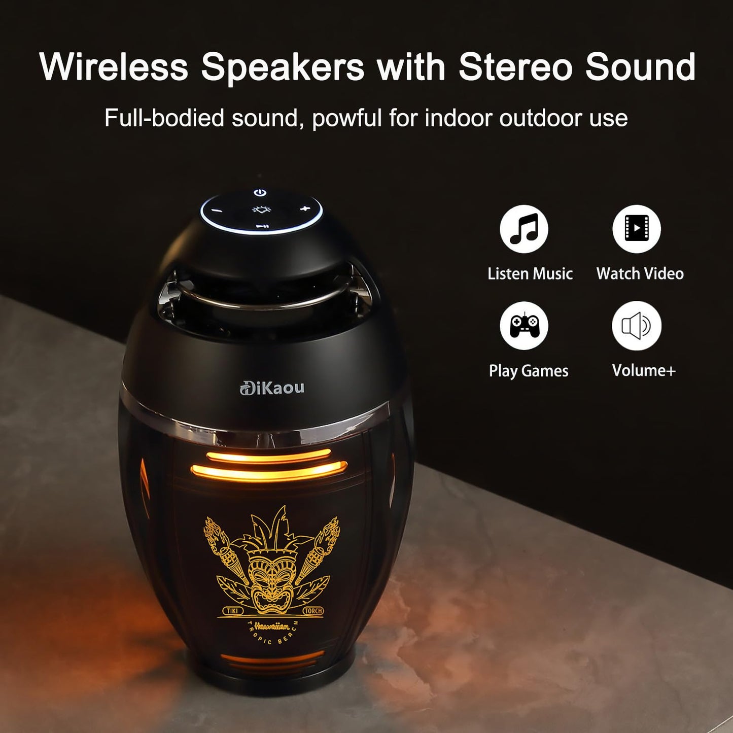Gifts for Men Women, Bluetooth Speakers Outdoor with Flame Lights, Birthday Gifts for Him/Dad/Husband, Bluetooth 5.3 Wireless Speakers Base, Gift